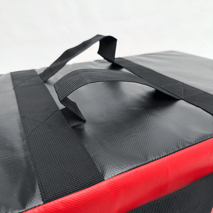 Close-up of kick shield with straps on a white background