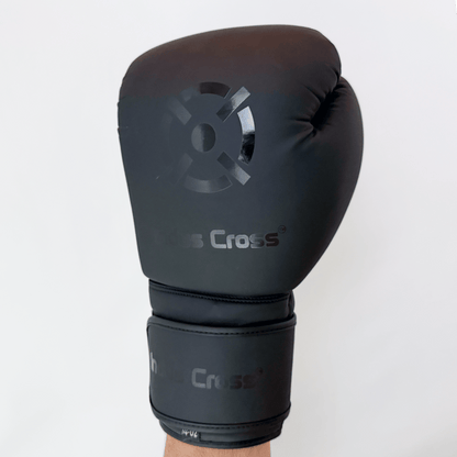 Black boxing glove with 'Cross' branding on a white background